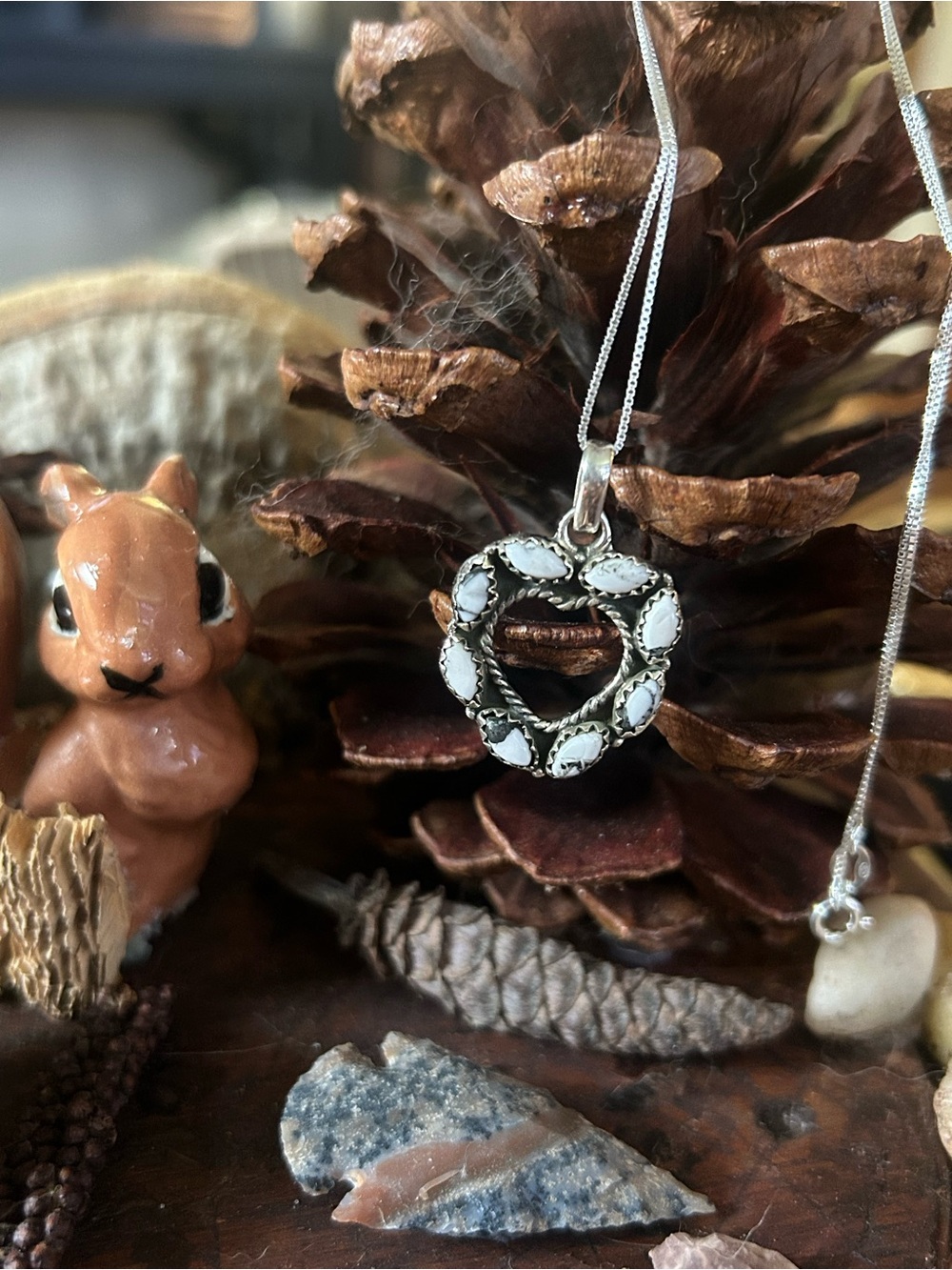 925 Sterling white Buffalo turquoise heart necklace